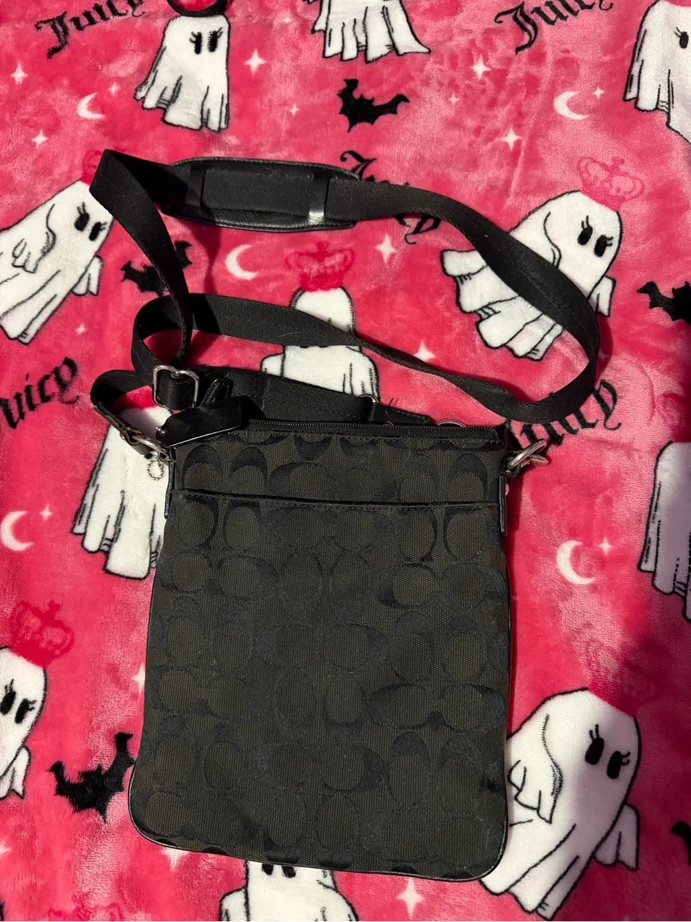 Coach Brown and Black Signature Crossbody Bag